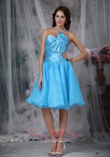 Aqua Princess Knee-length Bow Prom Homecoming Dress