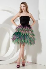 Multi-color Ruffled Bow Prom Holiday Dress Mini-length Organza