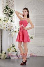 Single Strap Appliques Coral Red Short Homecoming Dress