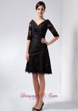 Half Sleeves Mother Of The Bride Dress Black Short