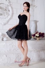 Black Beading Layered Short Homecoming Dress Sweetheart