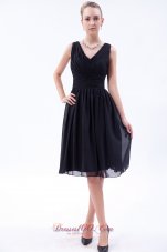 Soft Chiffon Bridesmaid Dress V-neck Knee-length