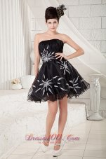 Printed Flowers Organza Evening Dress Mini-length