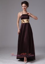 Brown Spaghetti Straps Satin Mother Dress On Sale