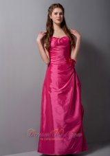 Hot Pink Sweetheart Bridesmaid Dress Floor-length Taffeta