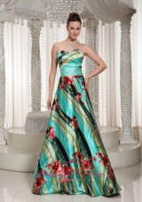 Colorful Printing Sweetheart A-line Prom Celebrity Dress