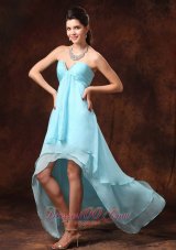Auqa Blue Prom Gown High-low Empire Chiffon Sweetheart