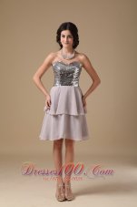 Grey Prom Dress Sweetheart Mini-length Chiffon Sequin