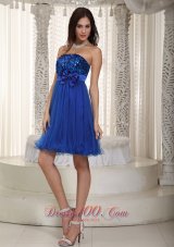 Royal Blue Homecoming Dress Organza and Sequin Bowknot