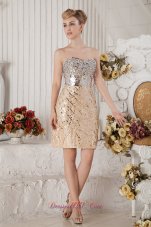 Champagne Sweetheart Short Prom Nightclub Dress Sequin Beading