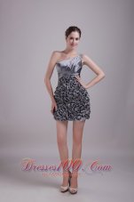 Sequins Grey One Shoulder Mini-length Taffeta Homecoming Dress