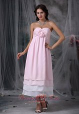 Dama Dresses Pink Sweetheart Tea-length Chiffon