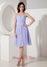 Pleated Lilac Knee-length Chiffon Cocktail Dama Dress