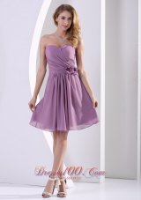 Purple Chiffon Hand Made Flower Bridesmaid Dama Dresses