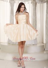 Champagne A-line Strapless Mini-length Prom Dama Dresses