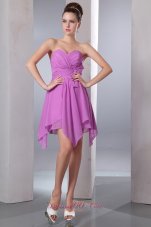 Asymmetrical Lavender Empire Chiffon Cocktail Dama Dresses