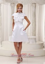 Cap Sleeves High Neck Prom Homecoming Dress Ruffles