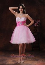 Beaded Multi-color Sweetheart Short Prom Dress Pink