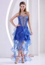 Beaded Royal Blue Homecoming Dress With Ruffles