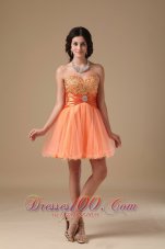 Sweetheart Mini-length Beading Prom Dress Orange Red