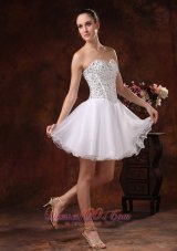 Strapless Beading White Homecoming Dress Mini-length