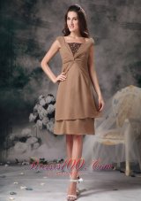 Brown Short Prom Homecoming Dress Mini-length Organza