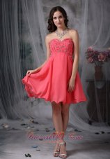 Cocktail Dress Coral Princess Beading Mini-length