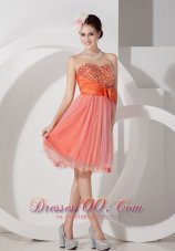 Floral Trimmed Short Prom Graduation Dress Beading Knee-length