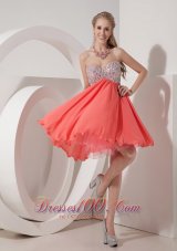 Watermelon Empire Homecoming Dress Beading Mini-length