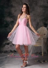 Short Prom Dress with Beading Halter Princess