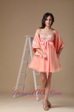 Matching Shawl Beaded Bust Bow Prom Homecoming Dress