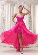 Hot Pink Sequin Beaded Prom Evening Dresses Sweetheart