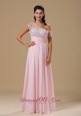 Baby Pink Chiffon Beading Prom Celebrity Dress Party