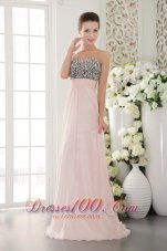 Beading Pink Chiffon Prom Evening Dress Sweetheart