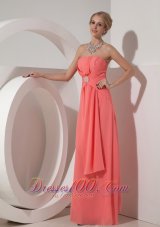 Watermelon Red Prom Evening Dress Beading Chiffon