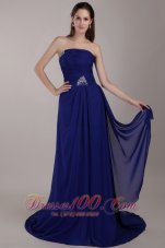 Sequins Peacock Blue Prom Celebrity Dress Chiffon