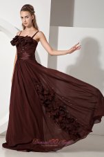 Beaded Brown Junior Prom Evening Dress Chiffon Train