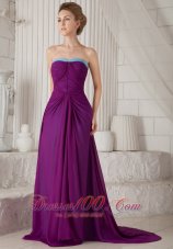 Eggplant Purple Ruched Prom Evening Dress Brush