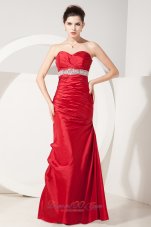 Beaded Wine Red Mermaid Prom Evening Dress Ruch