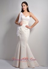 Lace Mermaid One Shoulder Prom Bridesmaid Dress Satin