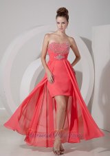 Watermelon Red High-low Prom Dress Evening Gown