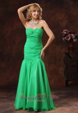 Green Mermaid Sweetheart Prom Dress Ruched Floor-length