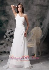 A-line Wedding Dress Chiffon Taffeta Beading Ruch