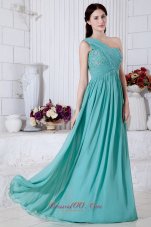 Empire One Shoulder Prom Dress Chiffon Appliques