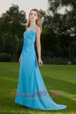 Baby Blue Empire Chiffon Ruch Prom Celebrity Dress