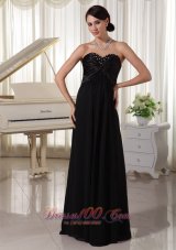 Sweetheart Beaded Evening Dress Black Satin Chiffon