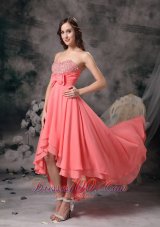 Discount Watermelon Chiffon High-low Homecoming Dress