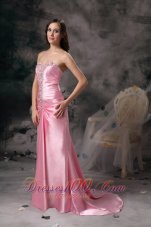 2013 Rose Pink Evening Shimmering Brush Train Dress