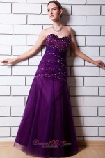 Discount Purple Sweetheart Beading Tulle Prom Dress