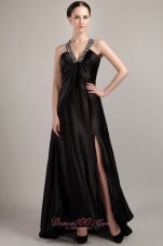 Discount Black Empire V-neck Elastic Maxi Dress